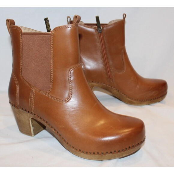 Women's Dansko Shayna Burnished Zip-Up Heeled Calf Boots Luggage Brown EU 40 - Picture 3 of 7